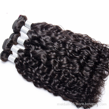 Real remy hair extension peruvian water wave virgin cuticle aligned hair weft 100% human hair